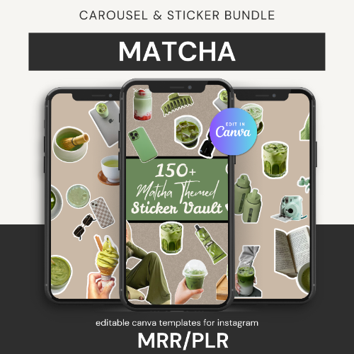 🍵 Matcha Aesthetic Carousel + Sticker Bundle
